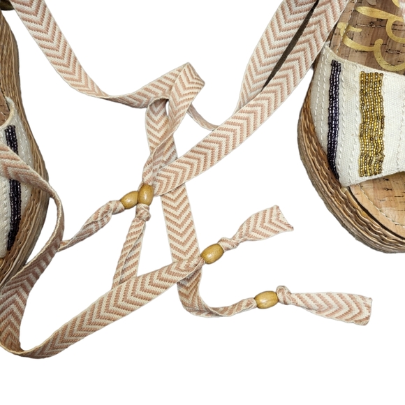 Sam Edelman Trey Beaded Wedge Sandal Espadrille  Size 7.5 - Picture 7 of 13